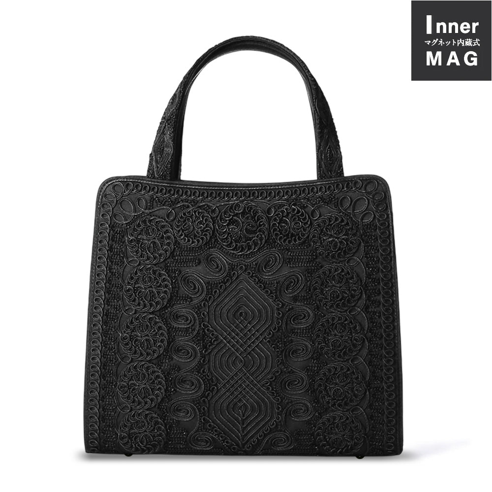 Tote formal bag with inner magnet and full code embroidery