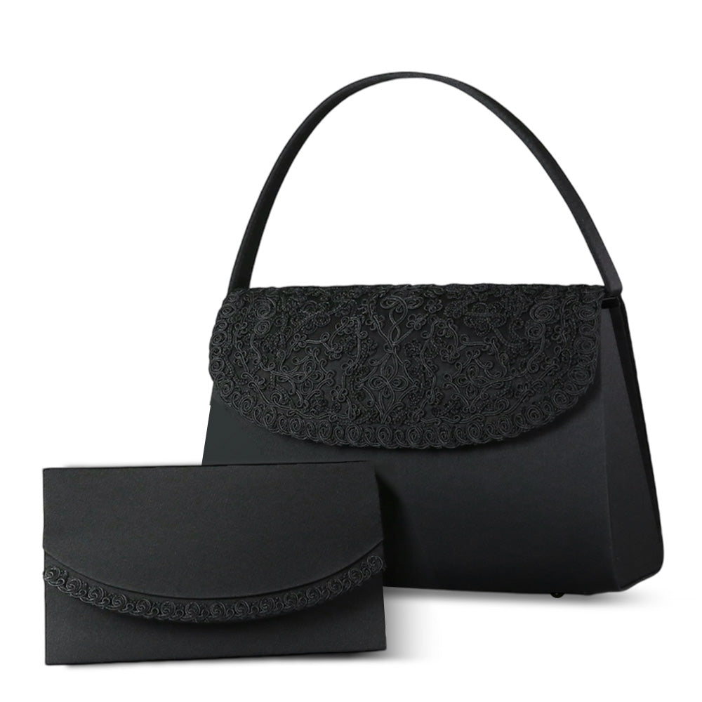 Cord embroidery formal bag &amp; Fukusa 2-piece set