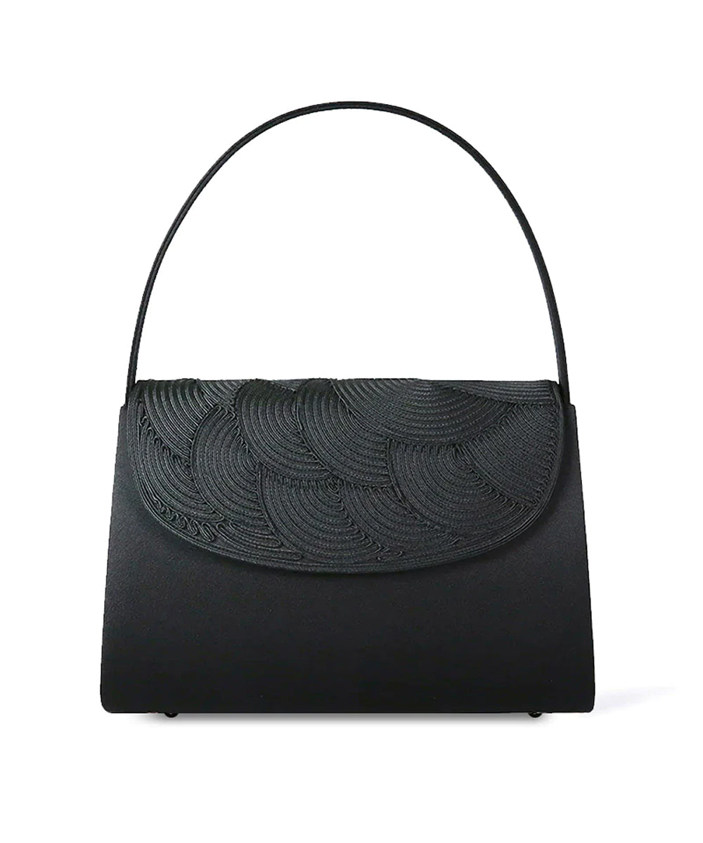 Cord embroidery formal bag with built-in magnet