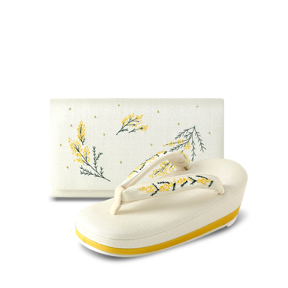 [10% off set discount] Mimosa embroidered sandals and clutch bag | Sunao Model