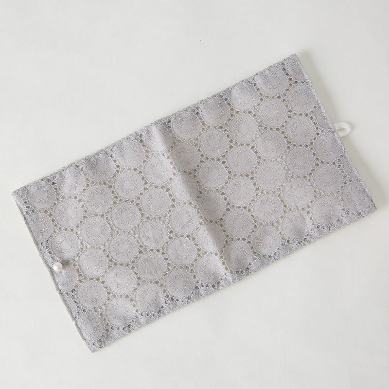 Washable elegant mask case (cotton lace/greige)