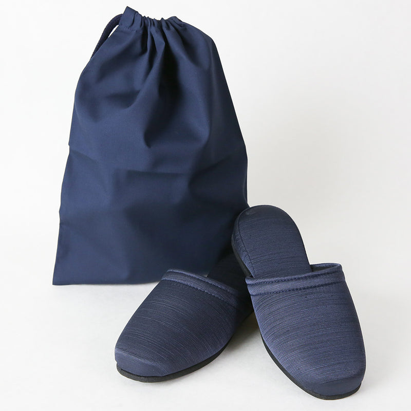 [Suitable for entrance exams] Dark blue top handle bag with slippers (M size)