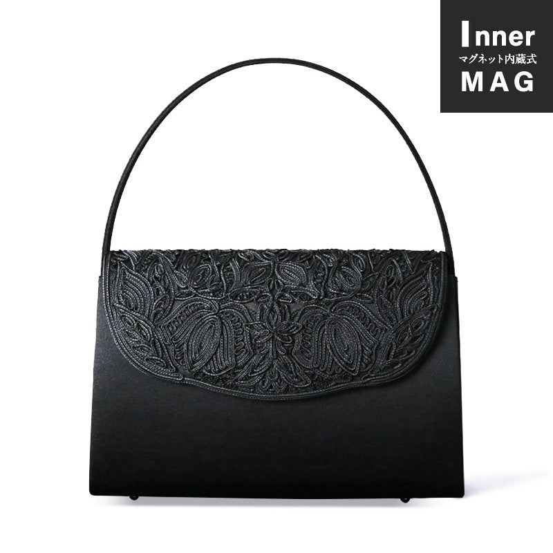 Cord embroidery inner magnet formal bag